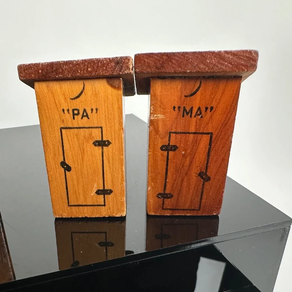 Vintage Salt Pepper Shaker Set Lot of 5 Wood Inlay Souvenir Novelty Rustic Mini